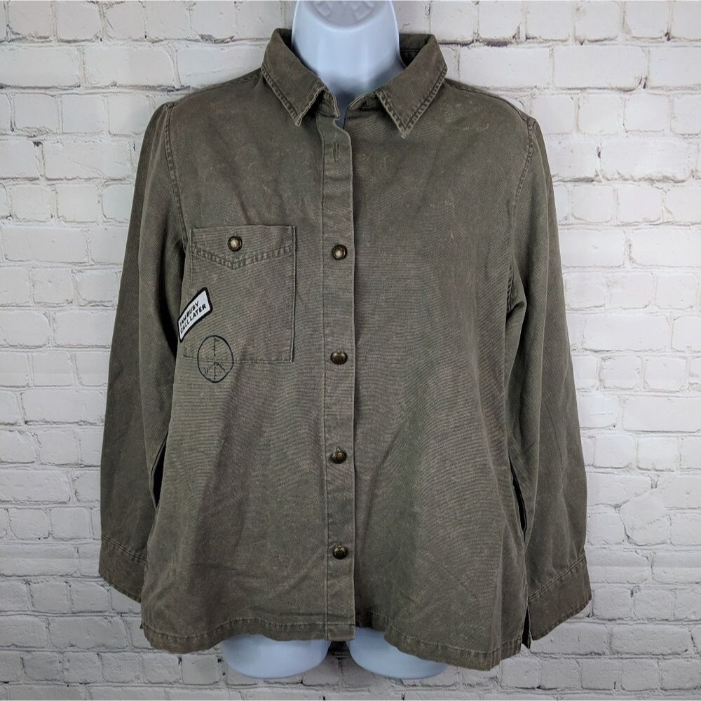 NWT Zara Graphic Patch Snap Front Utility Jacket
